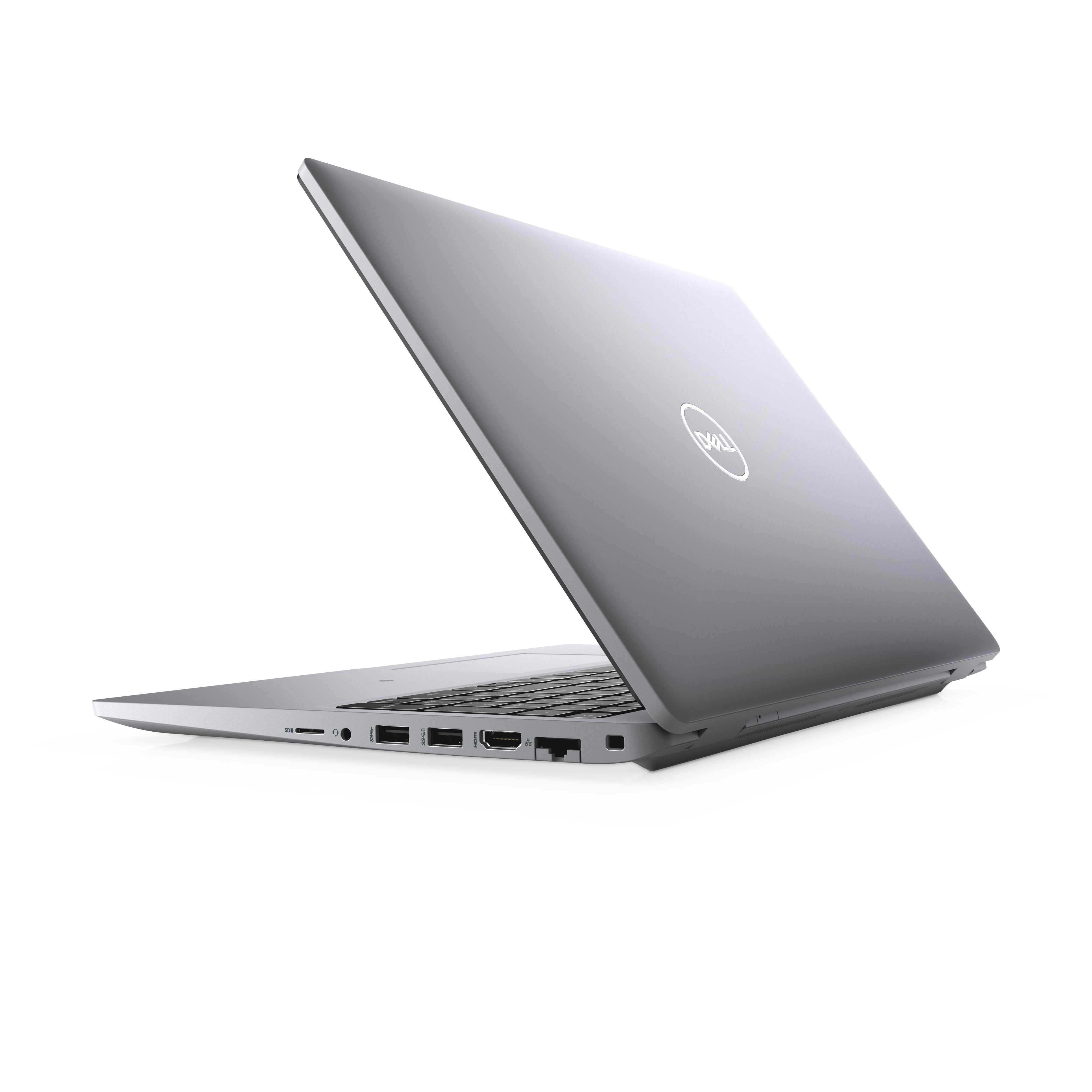 Laptop aufgeklappt Ansicht von hinten schräg links