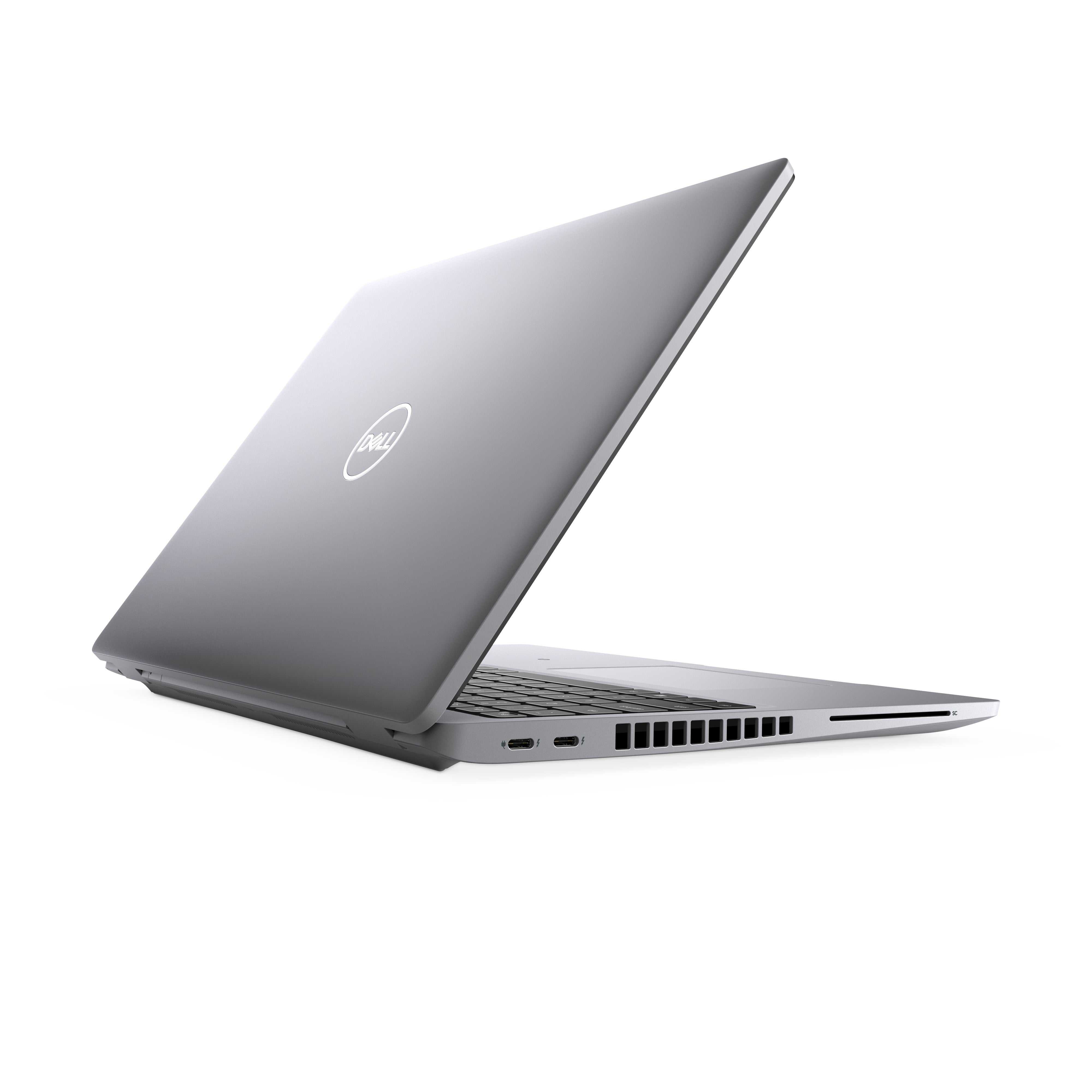 Laptop aufgeklappt Ansicht von hinten schräg rechts