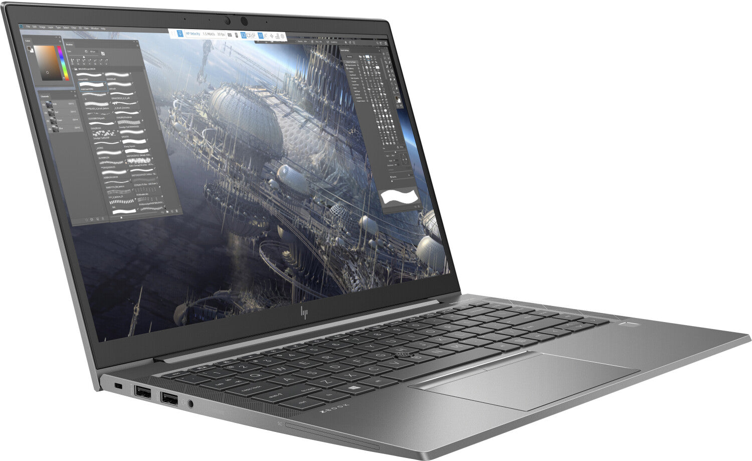 Laptop aufgeklappt Ansicht von schräg links