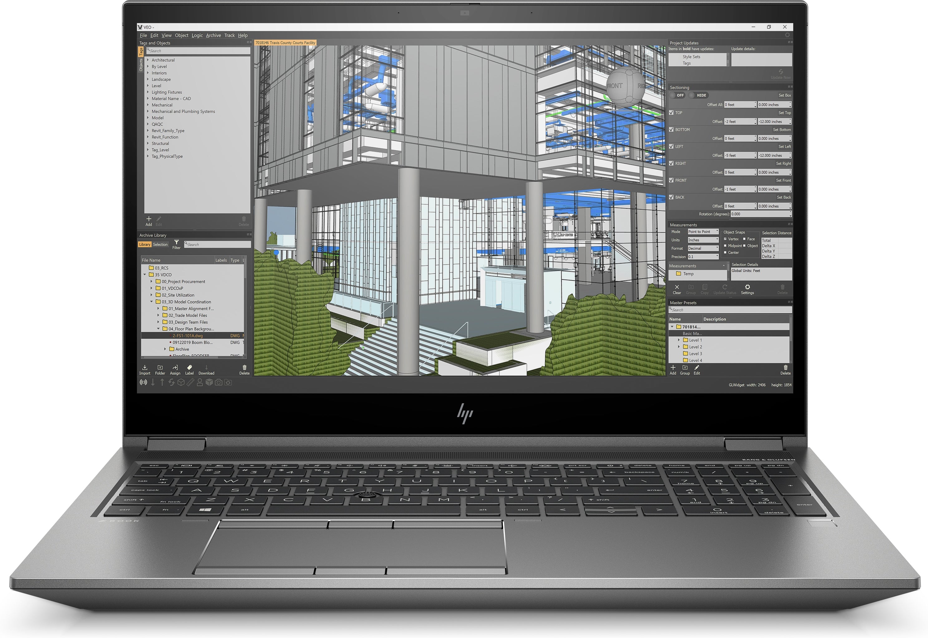 Graues Laptop mit abbildung Architekturgraphiken