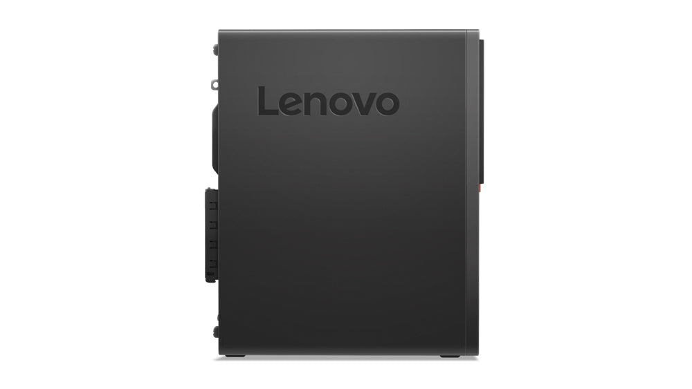 linke Seitenansicht des Desktops mit Lenovo Aufschrift