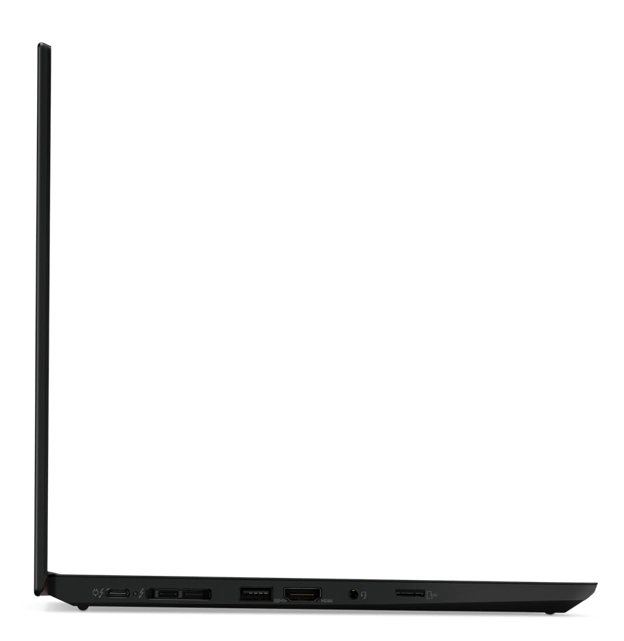 Laptop aufgeklappt, Seitenansicht links