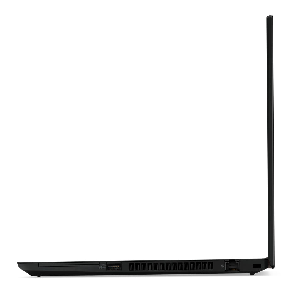 Laptop aufgeklappt, Seitenansicht rechts