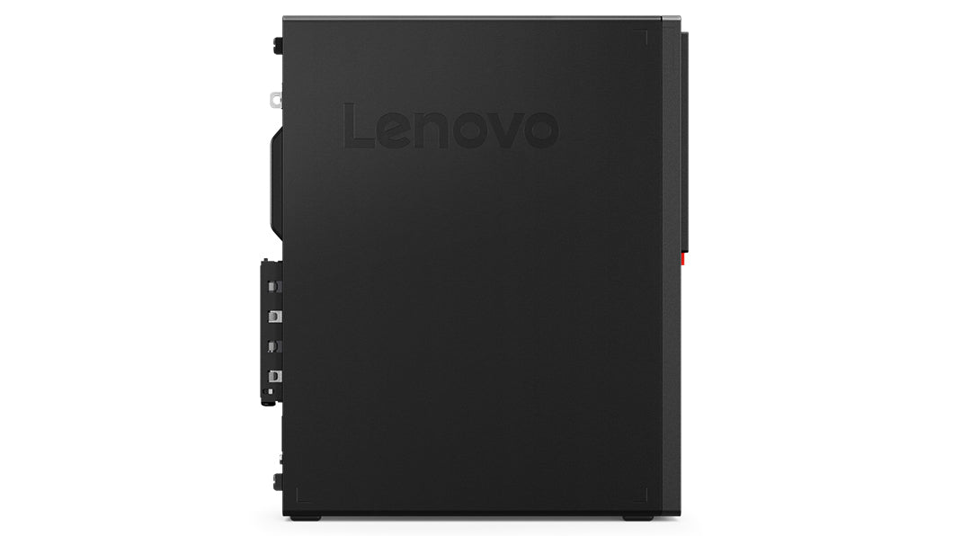 linke Seitenansicht des Desktops mit Lenovo Aufschrift