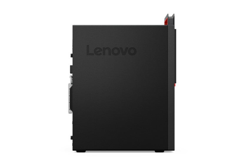 linke Seitenansicht des Desktops mit Lenovo Aufschrift