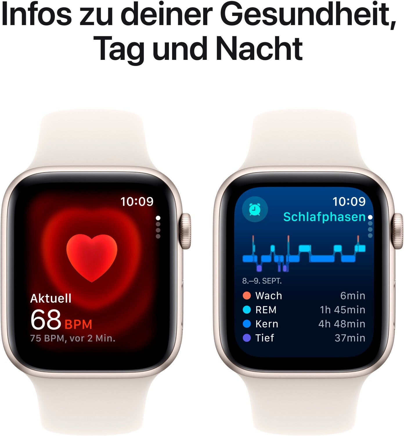 Apple Watch SE | 44mm | Starlight | Wi-Fi | PRM | mit Armband Beige/Weiß