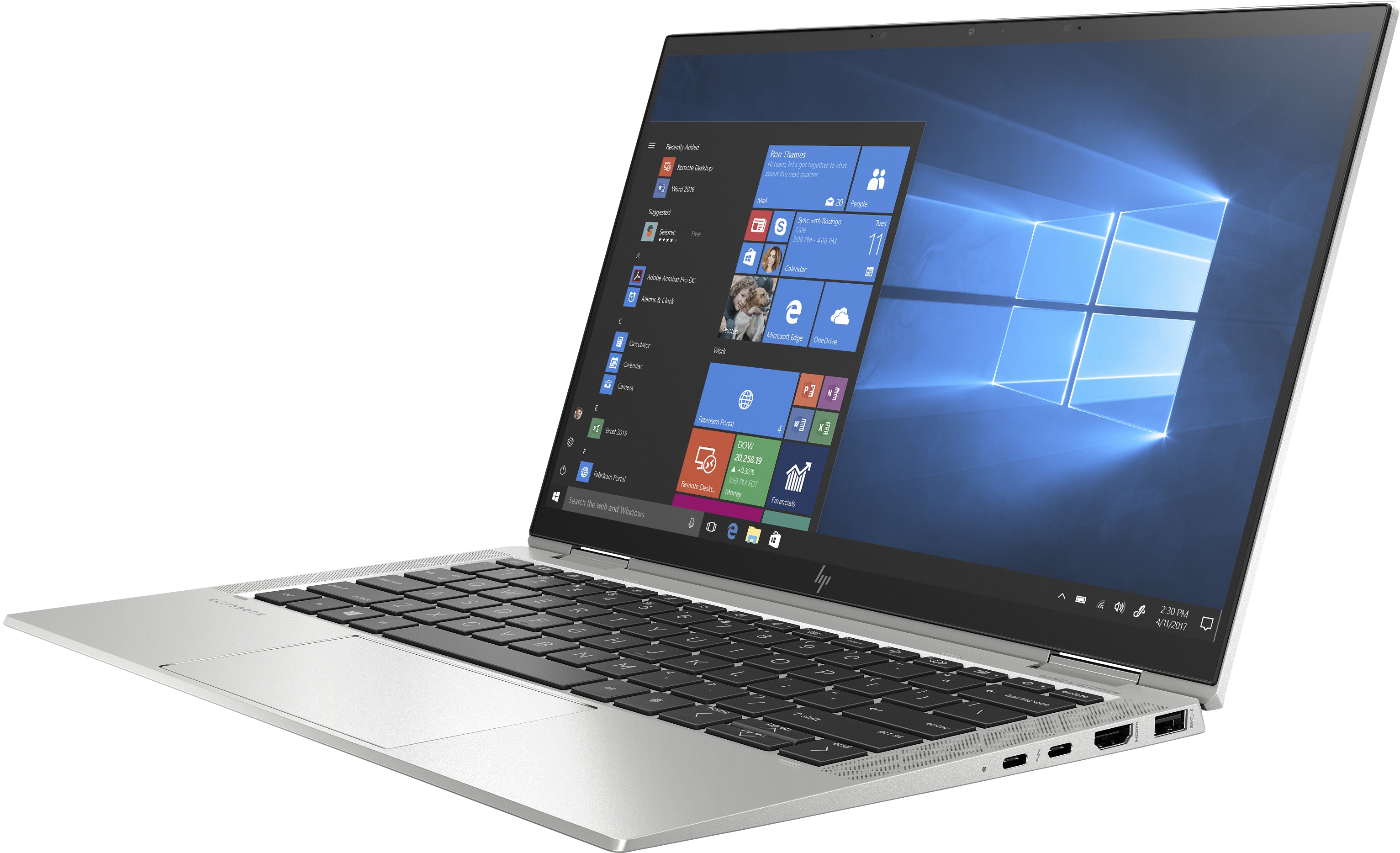 Laptop aufgeklappt, Ansicht von schräg rechts