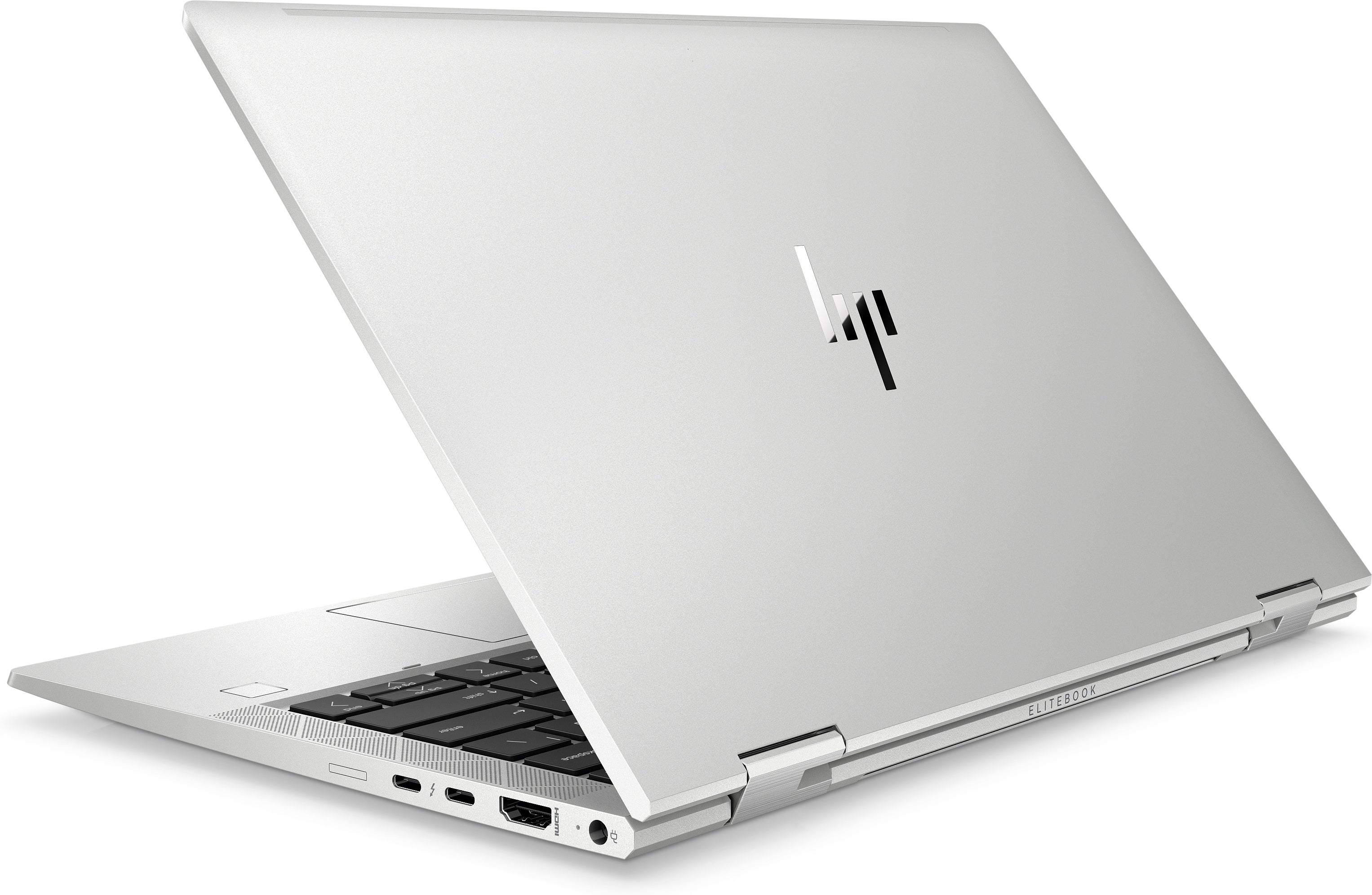 Laptop geöffnet Ansicht von hinten leicht nach rechts gedreht