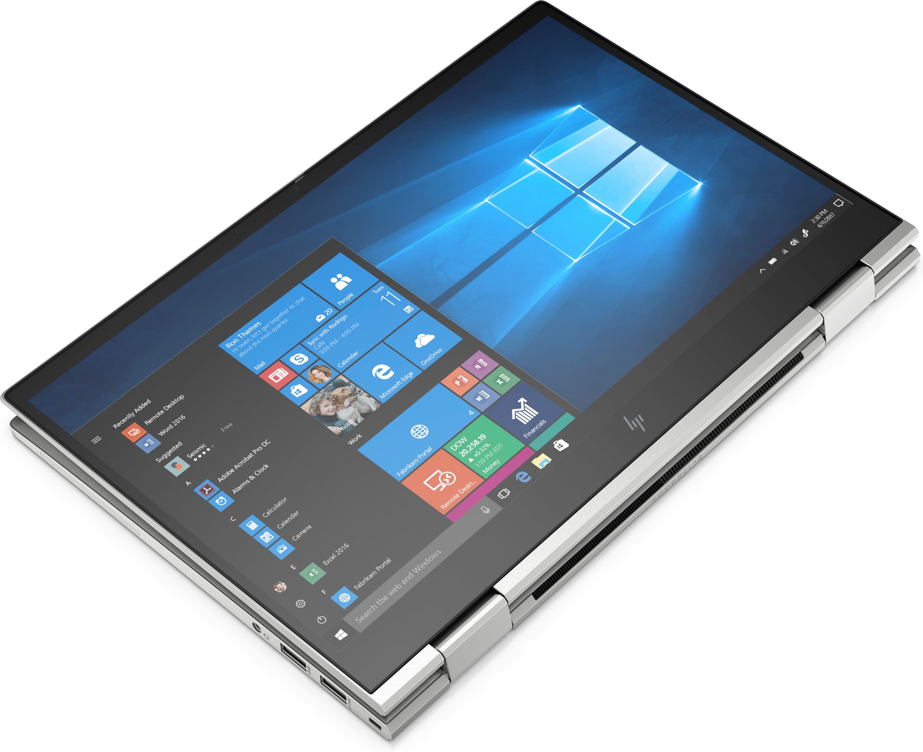 Laptop im Tablet-Modus Tastatur vollständig nach hinten geklappt schräg liegend
