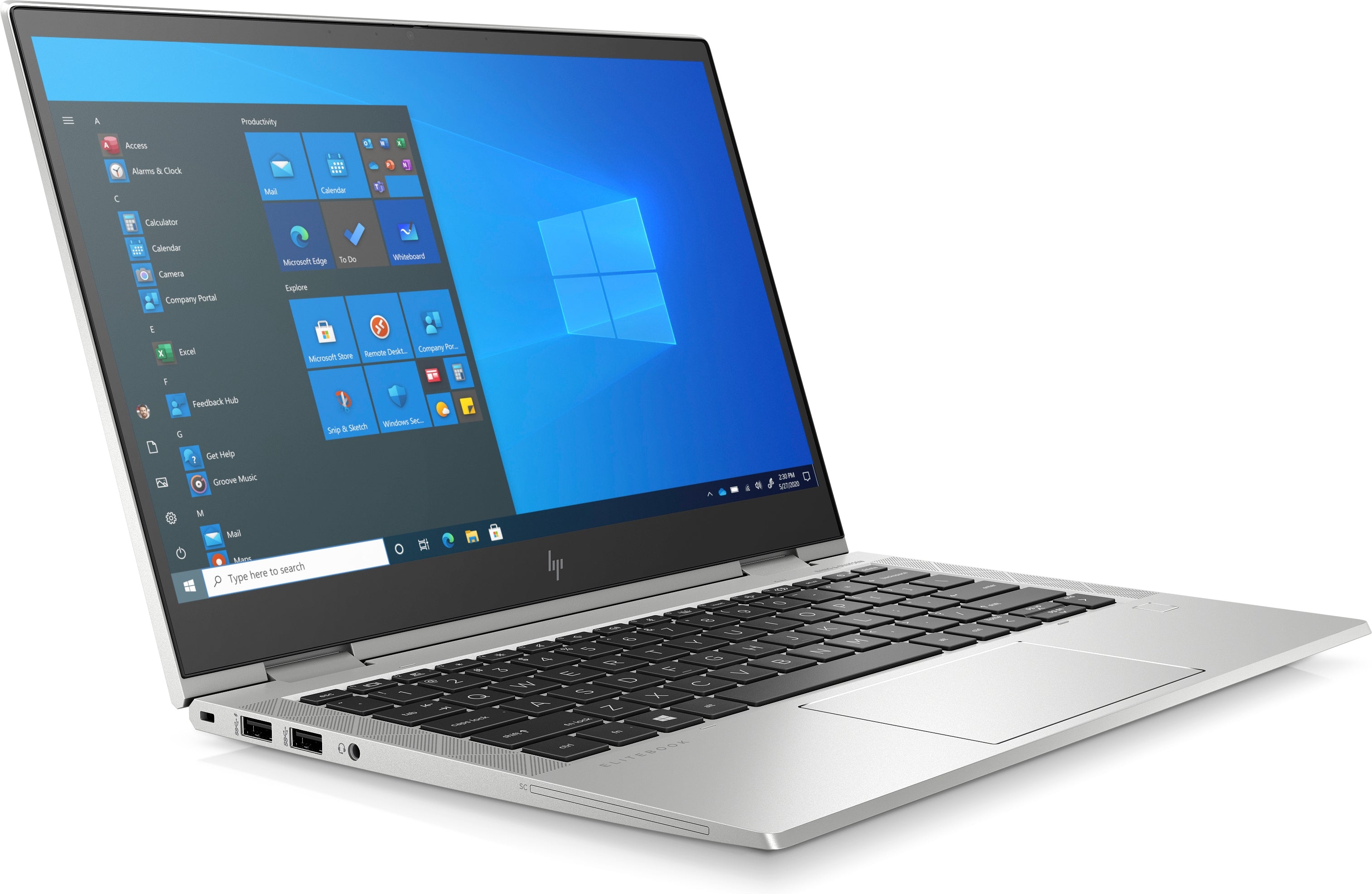 Laptop aufgeklappt, Ansicht von schräg links