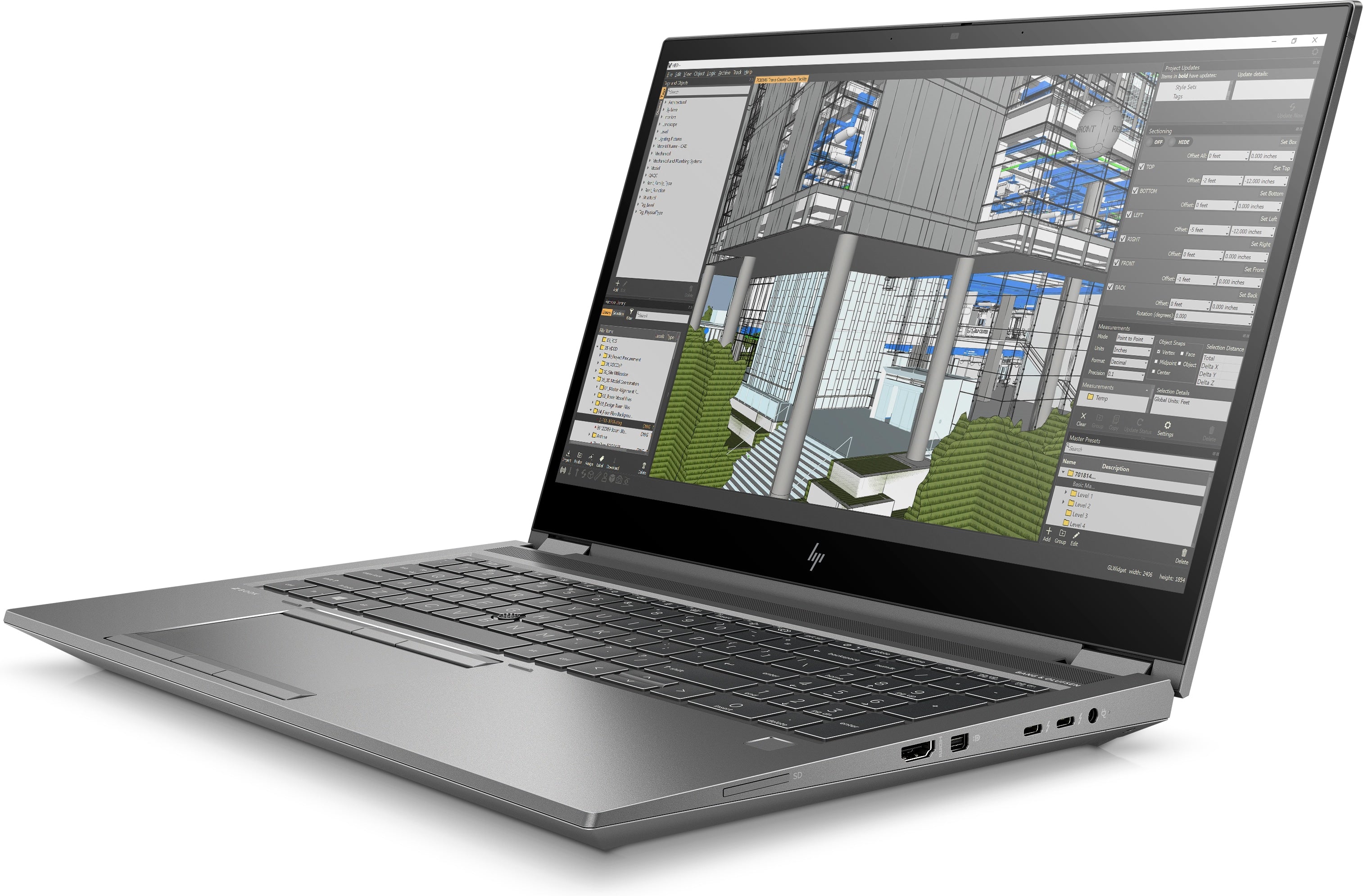 ZBook geöffnet, Ansicht von schräg rechts