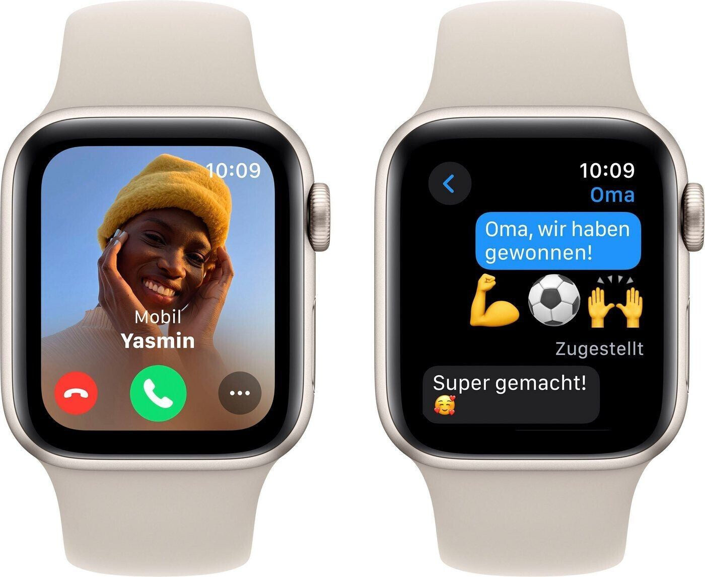 Apple Watch SE | 44mm | Starlight | Wi-Fi | PRM | mit Armband Beige/Weiß