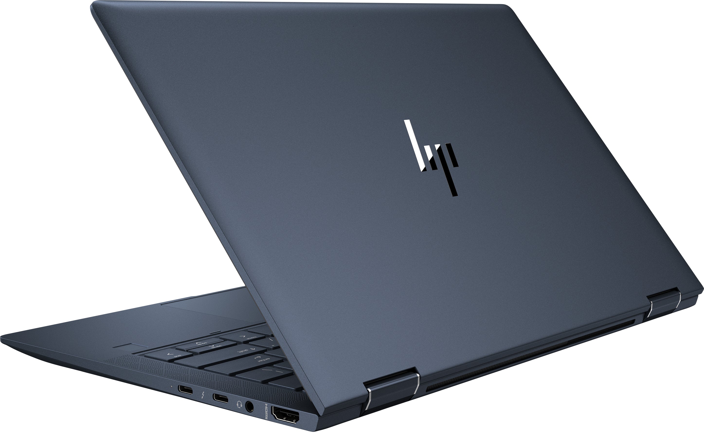 Notebook regulär geöffnet von hinten, schräg nach links gerichtet