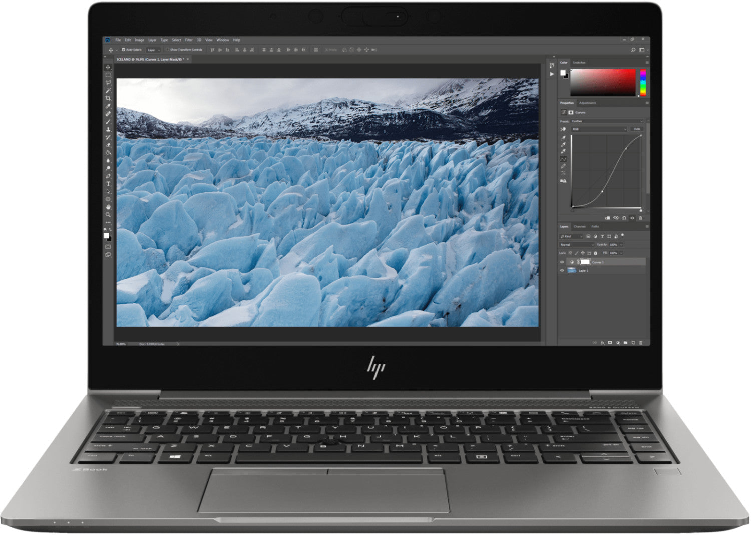 ZBook geöffnet, Display und Tastatur sichtbar