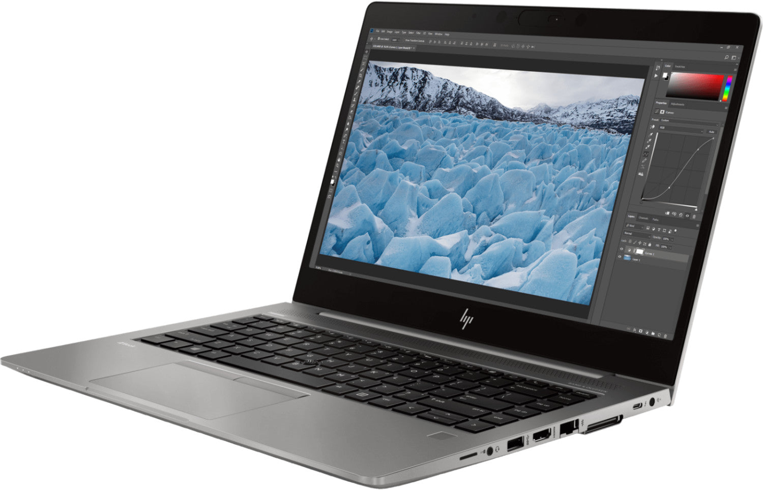 ZBook geöffnet, Ansicht von schräg rechts
