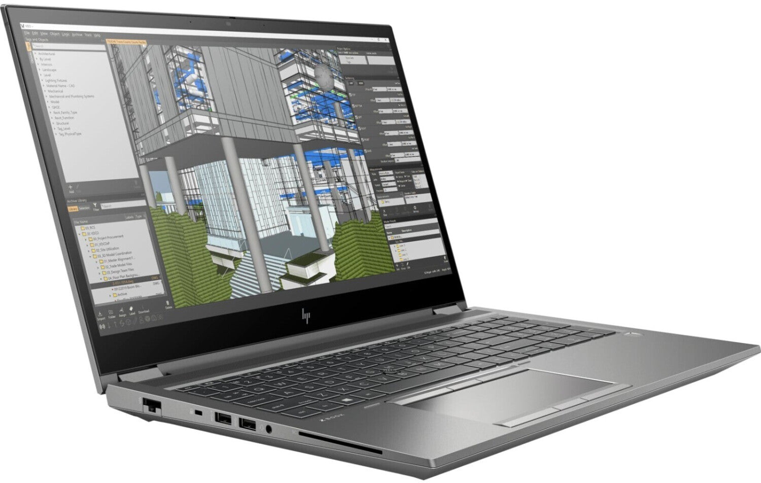 ZBook geöffnet, Ansicht von schräg links