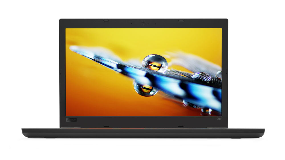 Laptop geöffnet Frontalansicht Bildschirm und Tastatur sichtbar