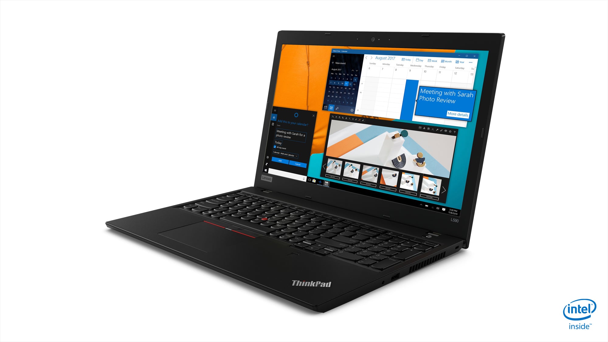 Laptop aufgeklappt Ansicht von schräg rechts