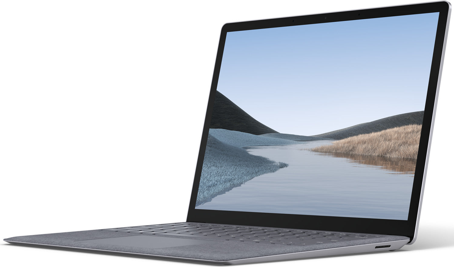Laptop aufgeklappt, Ansicht von schräg rechts