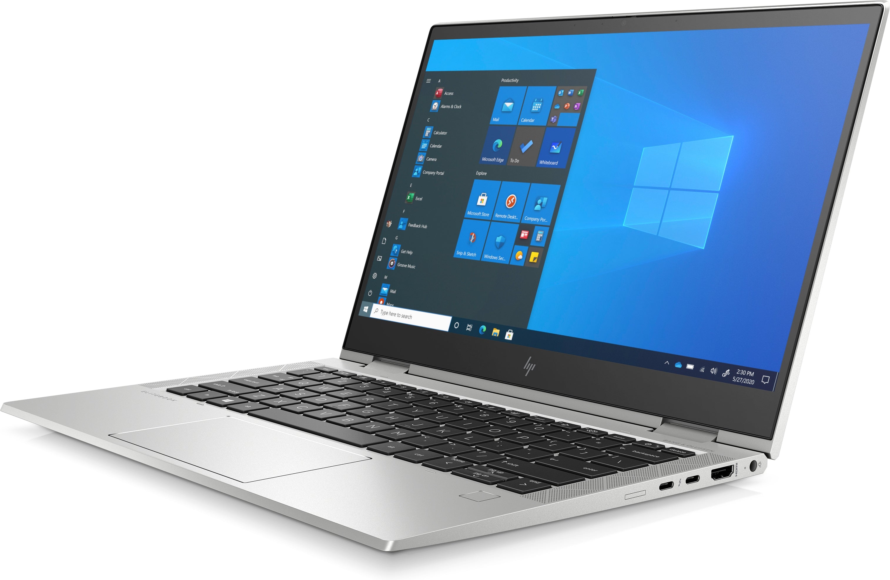 Laptop aufgeklappt, Ansicht von schräg rechts