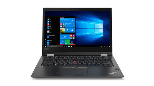 Laptop geöffnet Frontalansicht Bildschirm und Tastatur von vorne sichtbar
