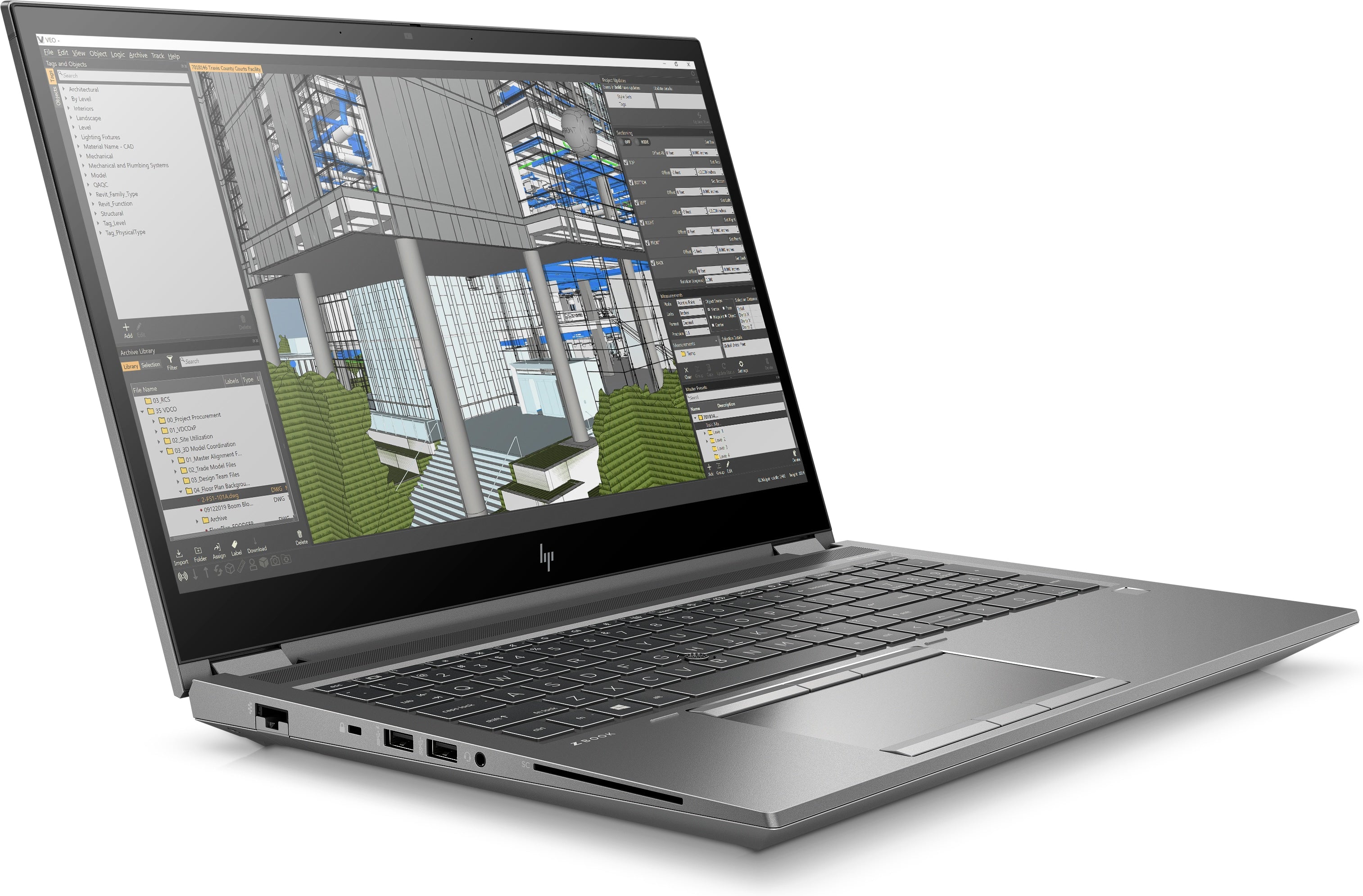 ZBook geöffnet, Ansicht von schräg links